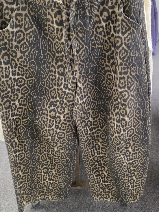 Leopard Print Wide Leg Jeans - Brown - Picture 1 of 3